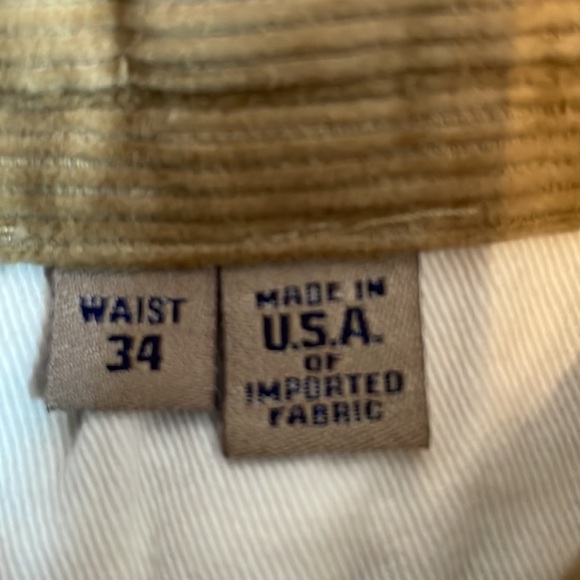 Bills Khakis Corduroy Pants Mens 34 Classic Fit Pleated Brown Tan Unhemmed New - Picture 15 of 16